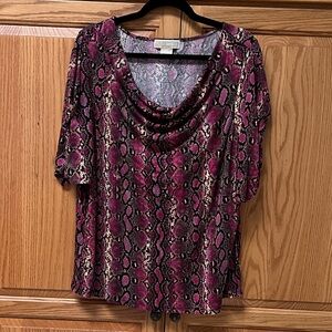 Michael Kors Pink and Black Snake Print Blouse, EUC, Size 2X